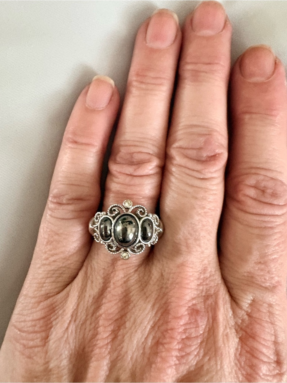 Sterling Silver Vintage-Style Black Onyx Ring